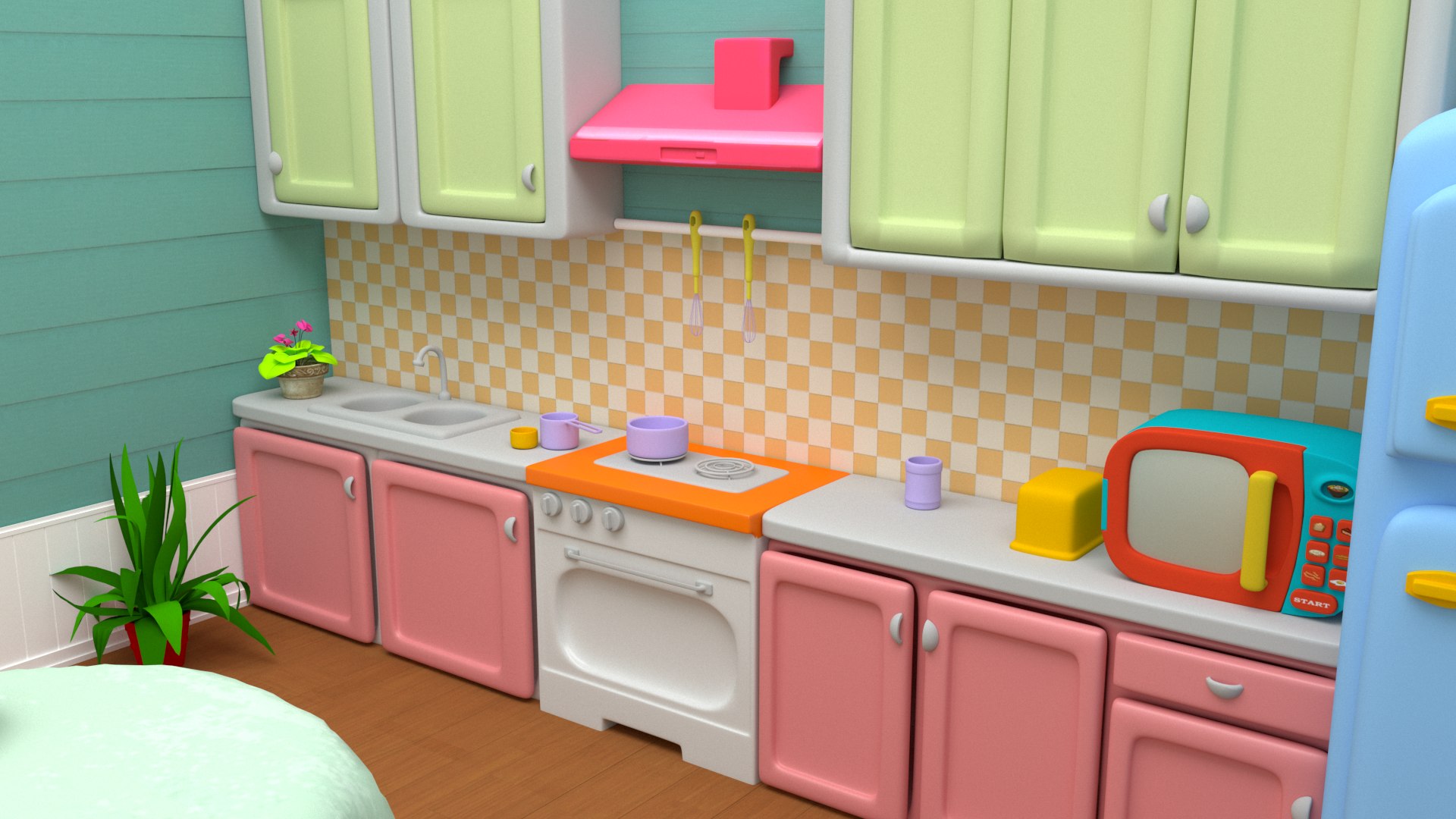3D Model Kitchen Cartoon Toon - TurboSquid 1472768