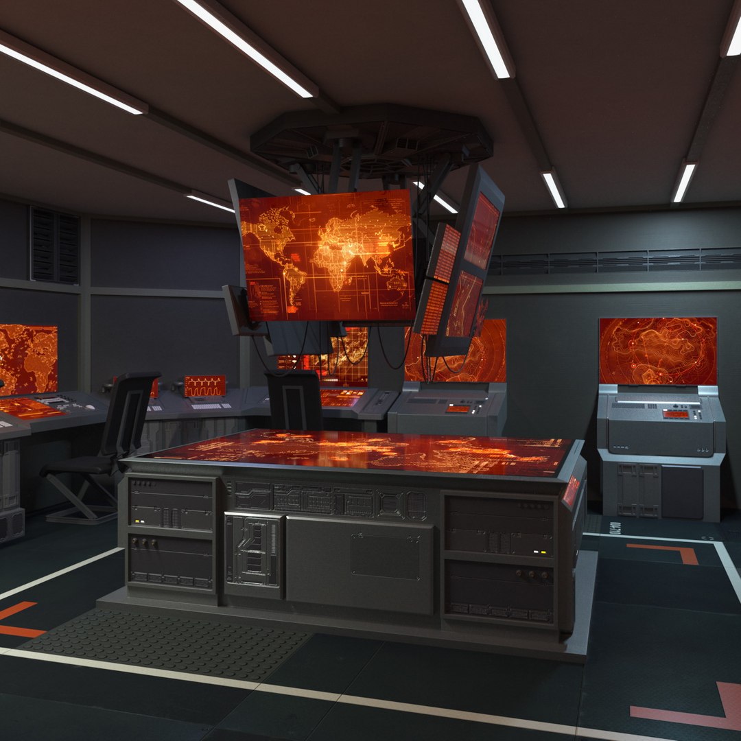 Sci Fi Interior Command Room Red 3D model preview