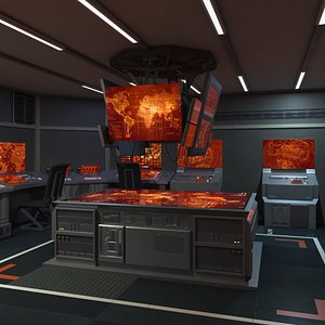 Sci Fi Interior Command Room Red