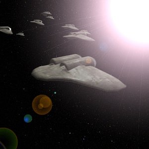 3d space fighter fleet animating model
