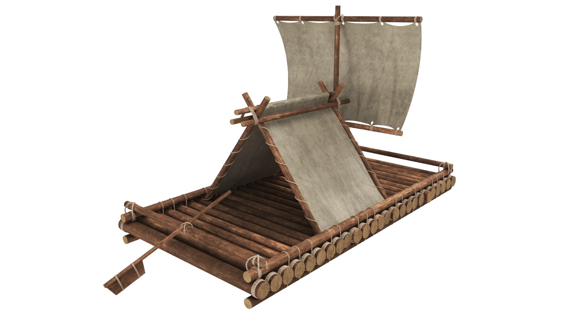 3D Real Wooden Raft Wood Model - TurboSquid 1398057