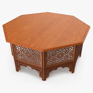 Moroccan Accent Table with Solid Top and Carved Base