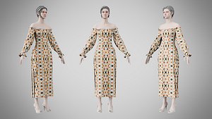3D model Dress 12 Abstract Tribal Stripe
