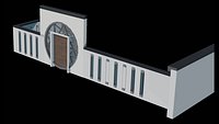 Chinese Gate Courtyard 3D Model - Traditional Gate House for Garden Entrance Scene