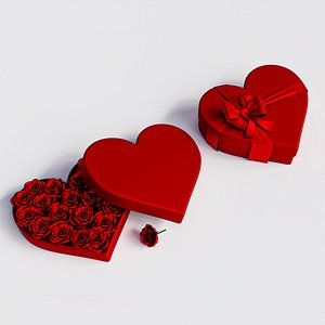 Heart Gift Box with red Roses