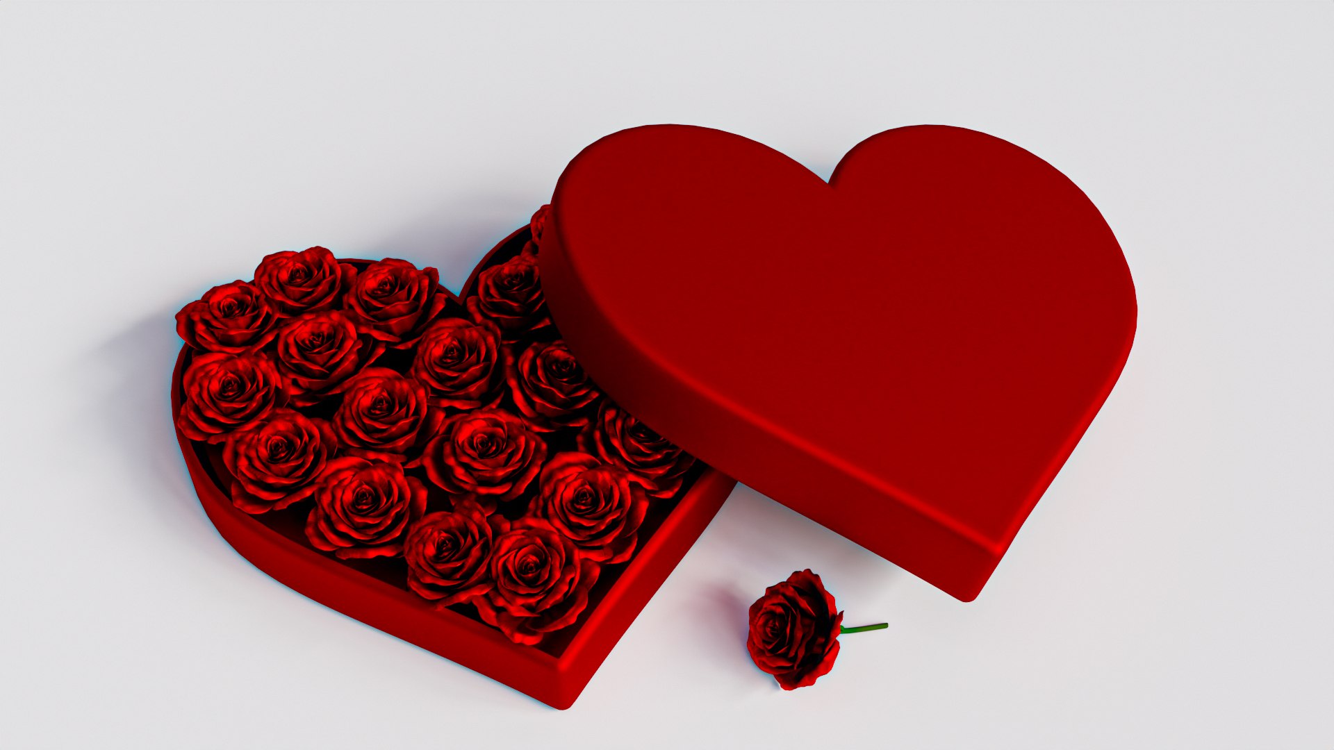 Heart Gift Box With Red Roses 3D - TurboSquid 2197427