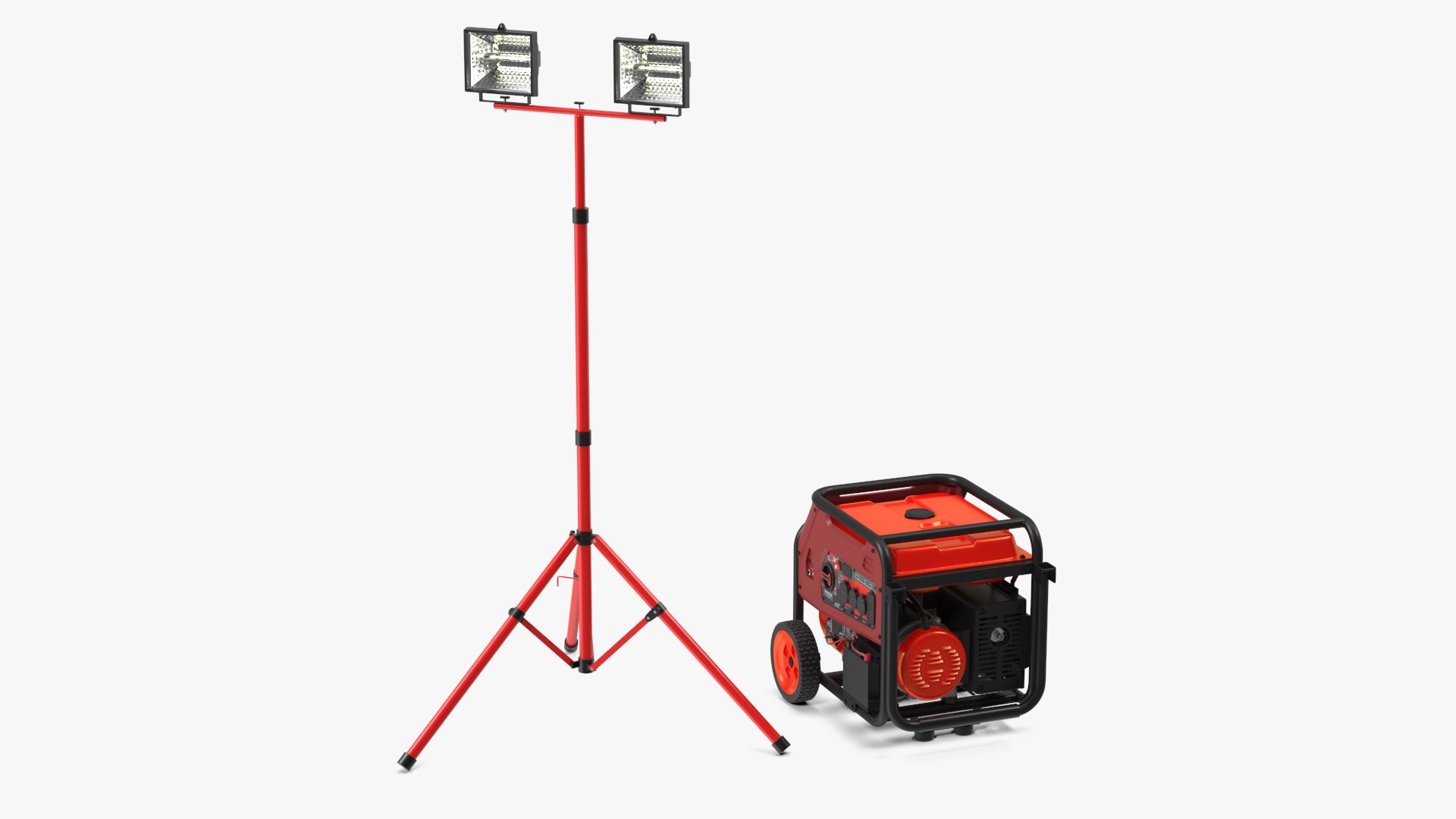Portable Construction Light with Generator 3D model preview