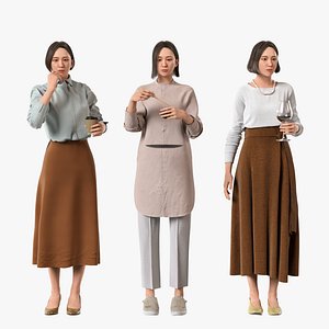 Rigged Modular Character - Asian Woman 3D model - FF2 - Blender UE5 C4D