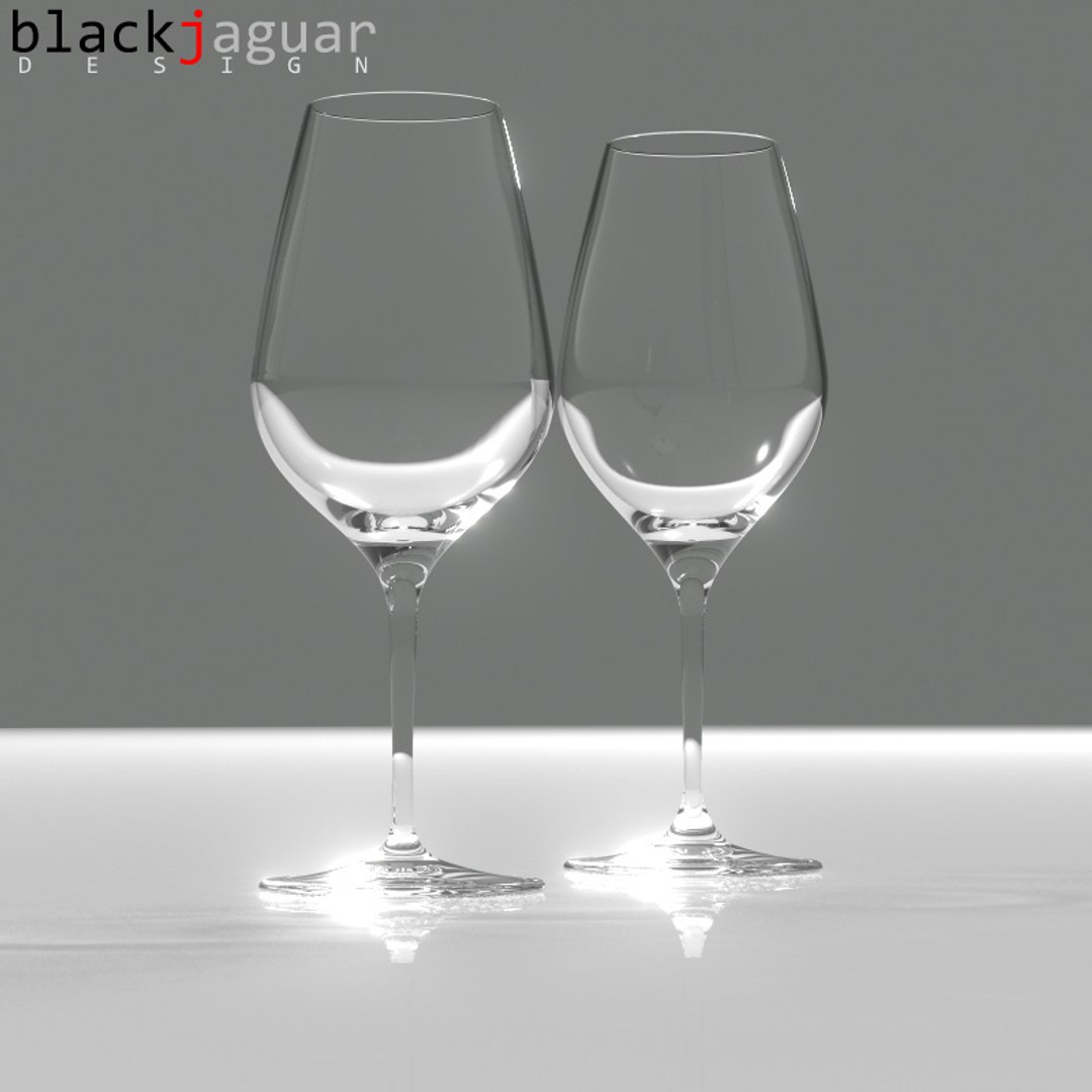 Free Red White Wine Glass 3d Model