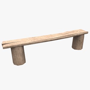Old Wooden Bench Low-poly PBR