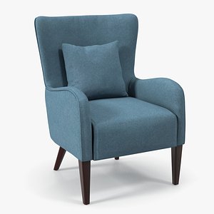 Turquoise Armchair with Curved Arms 3D model
