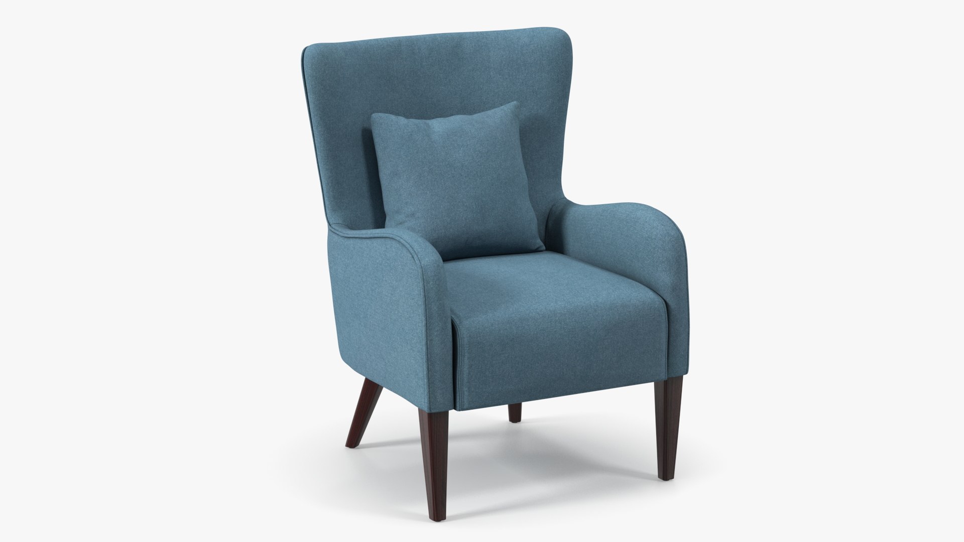 Turquoise Armchair with Curved Arms 3D model preview