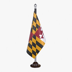 USA States maryland Flag Stand 3D model