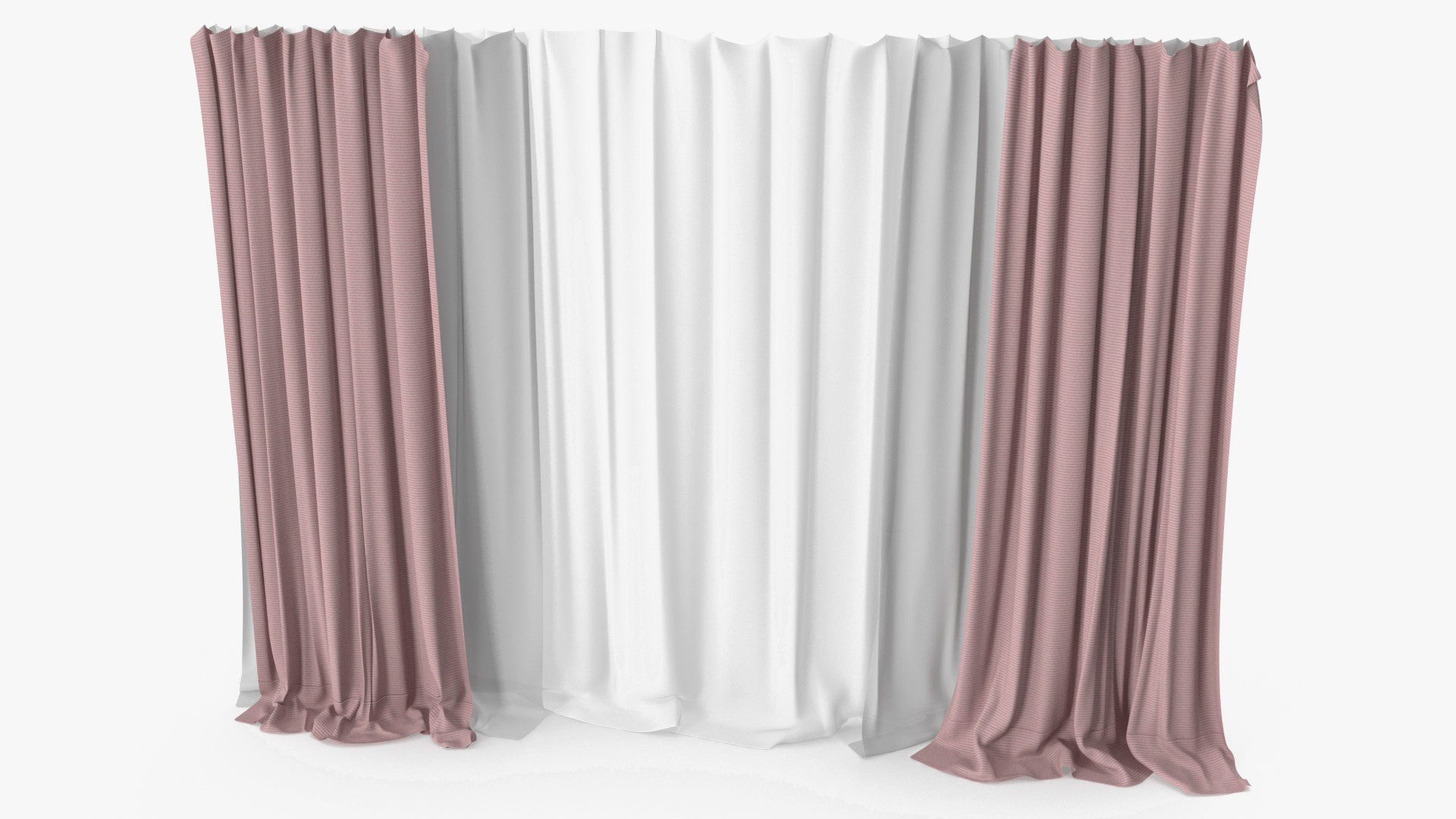 Curtain Set Pink 3D model preview