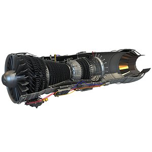 Afterburning Turbofan Aircraft Engine Cutaway