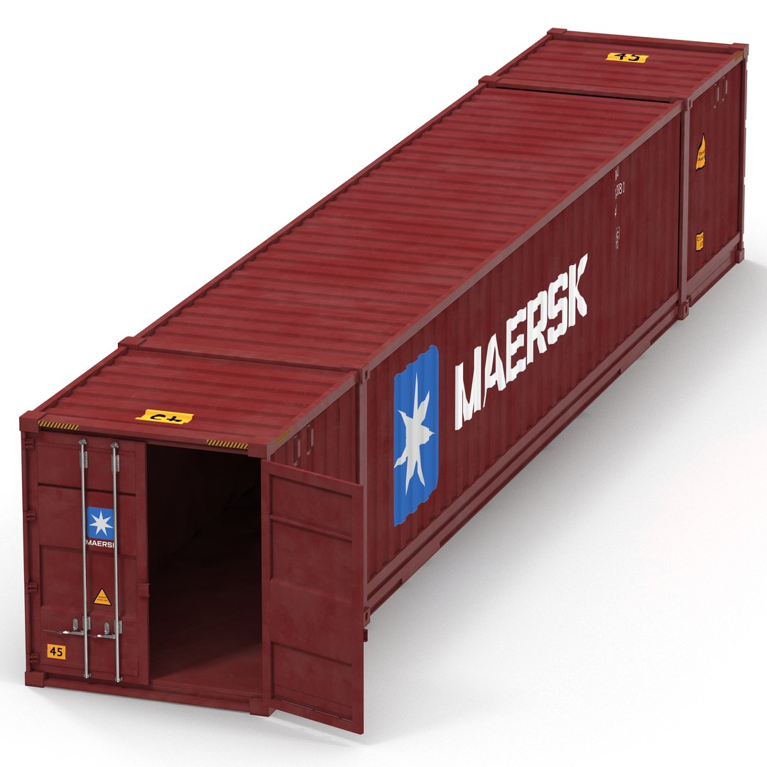 53 ft Shipping ISO Container Red 3D model preview