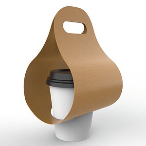 3D One Coffee Cup with Kraft Paper Holder model
