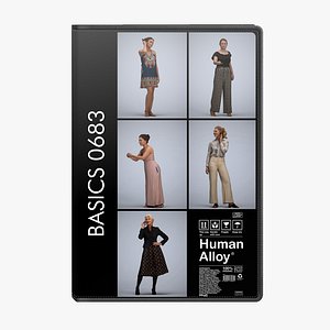 3D model Basics0683 - A set containing 5 models of female adults standing in casual attire in public settings