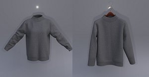 3D Knit Turtleneck Sweater with hanger - Black Cardigan