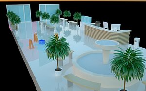 isometric shopping mall lobby 3D model