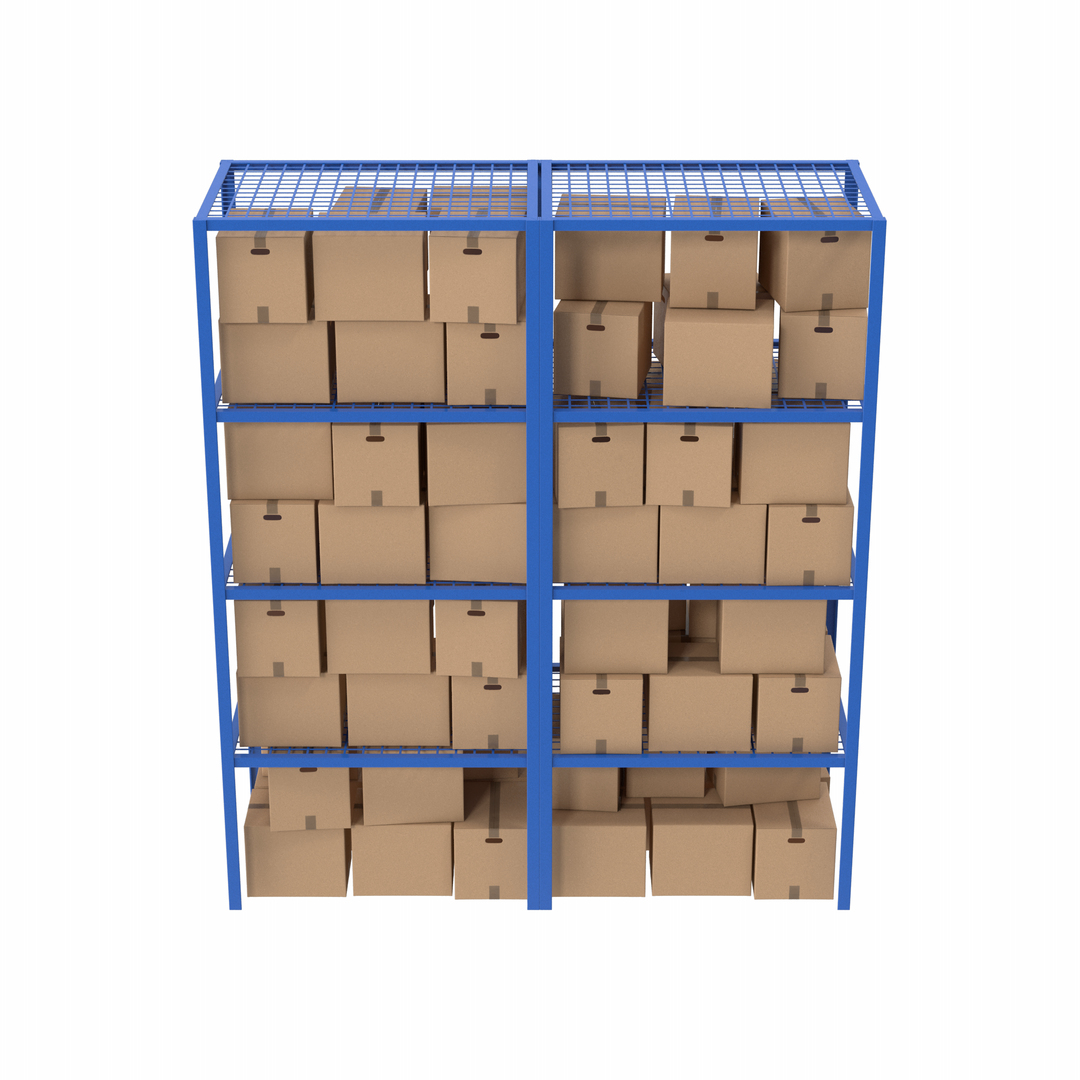 Blue Warehouse Racks And Cardboard Boxes 3D - TurboSquid 2374031