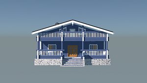 3D Painted Log Cabin model
