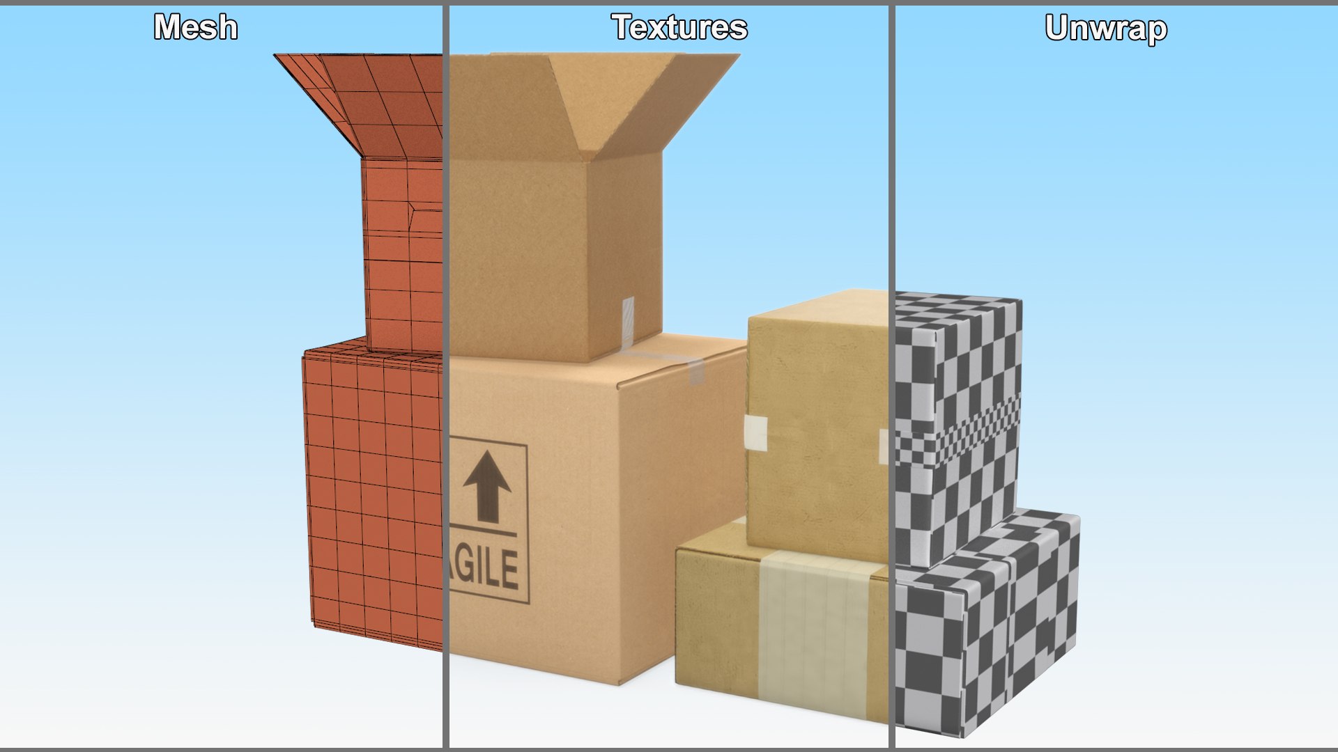 Cardboard Boxes Stack 3D Model TurboSquid 2158698