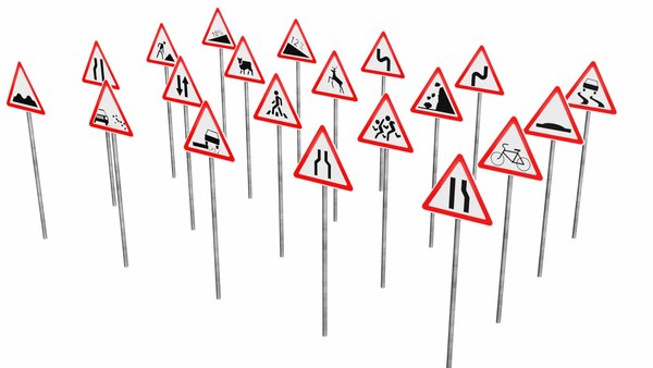 Warning traffic signs 3D model - TurboSquid 1762509