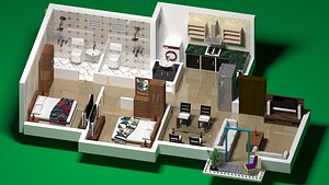 2 bhk apartment 3D model