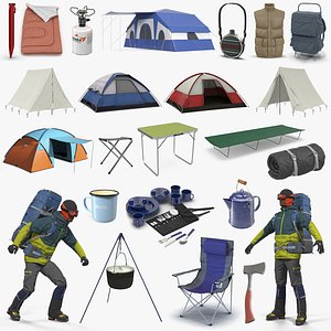 3D model camping man traveler 2