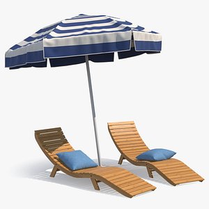 Beach Loungers with Umbrella