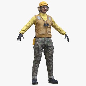 3D Flight Deck Marshal with Camouflage Pants Yellow