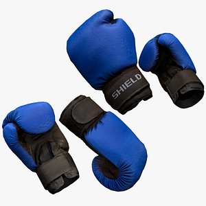 Boxing Gloves Blue 3D
