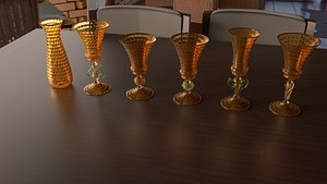 3D Murano Artistic Brown Blown Glasses with 24K gold 3D model