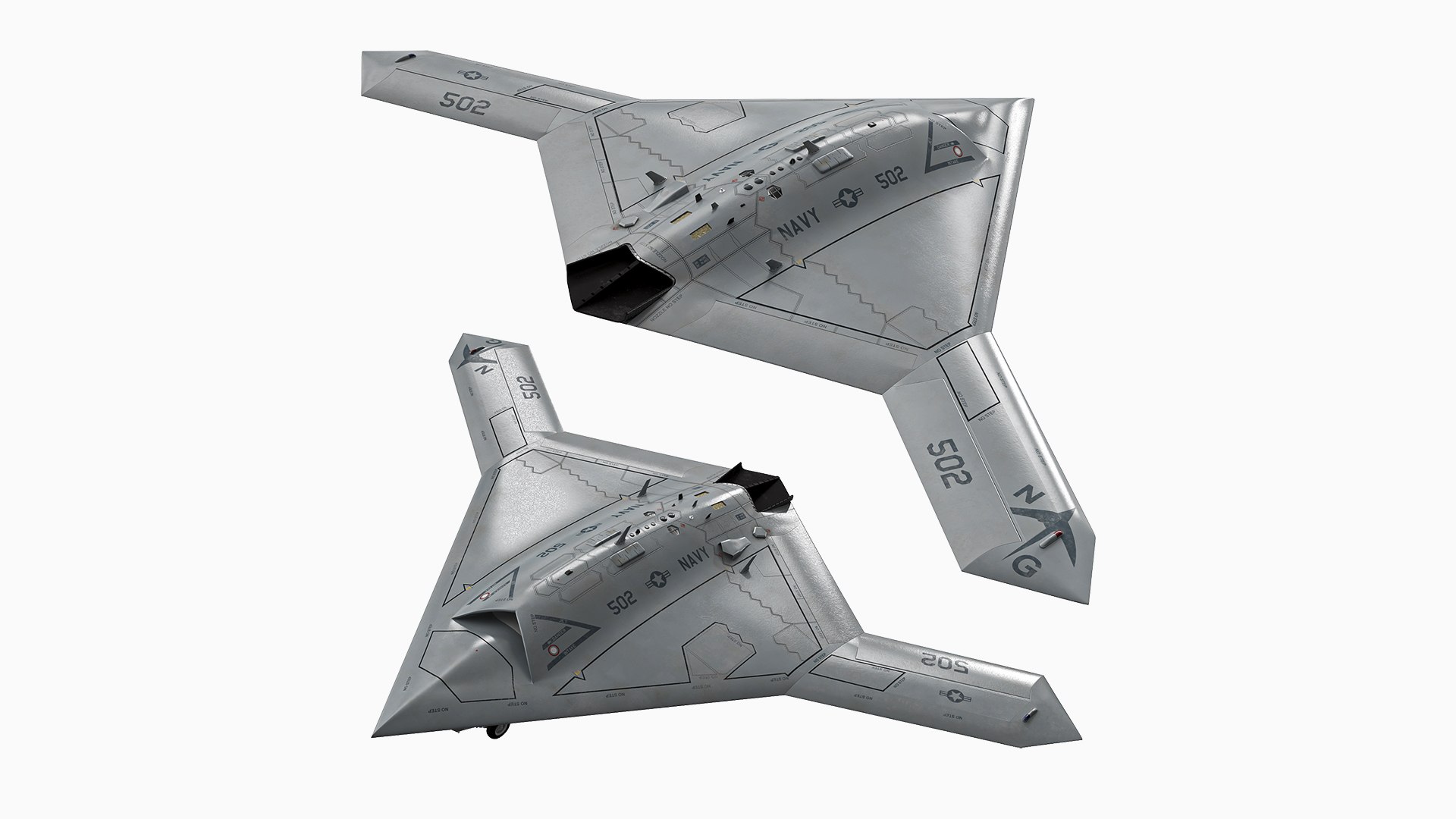 Stealth Tactical X-47B UAV 3D model preview