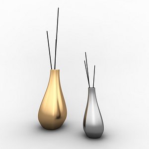 2 Vase Silver and gold with reeds