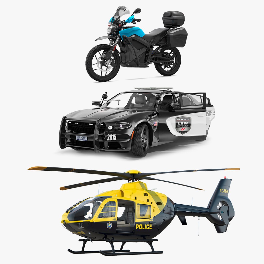 Rigged Police Transport Collection 3D model preview