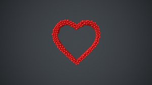 Outline Heart shape - forming animation from spheres