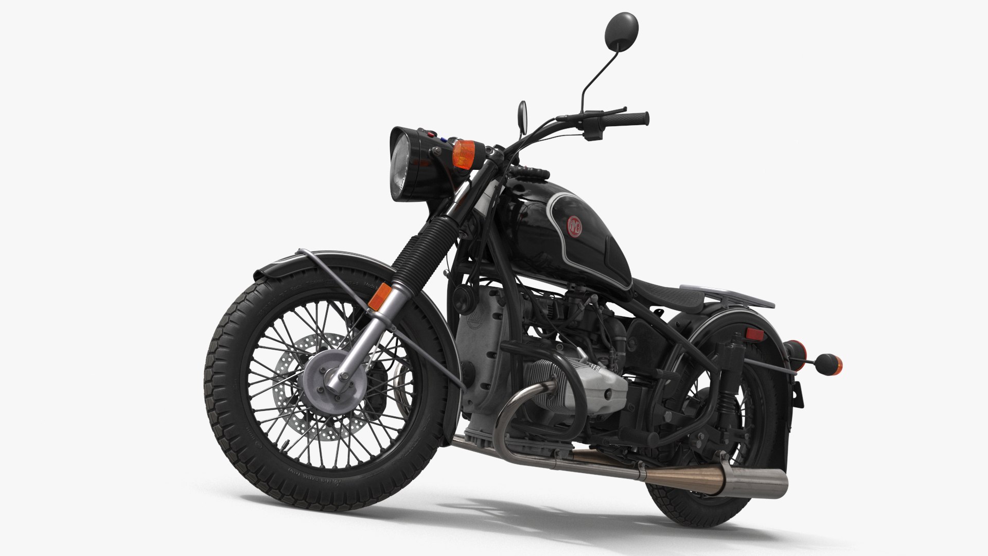 Motorcycle Ural M70 Black Rigged for Maya 3D model preview