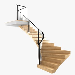 Corner wood interior stairs