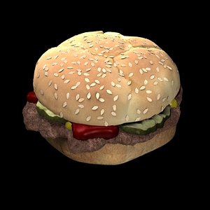 3d hamburger mustard pickles food