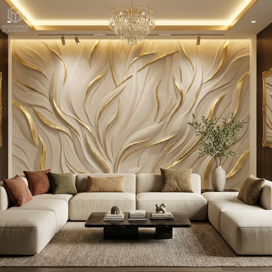 Modern Floral Relief Panel Wall Decor Set STL Mural CNC 354 3D Model ...