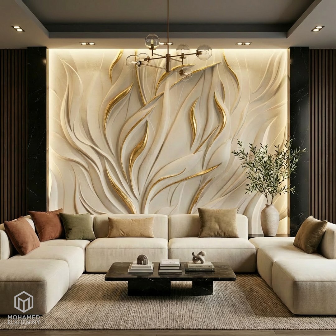 Modern Floral Relief Panel Wall Decor Set STL Mural CNC 354 3D Model ...