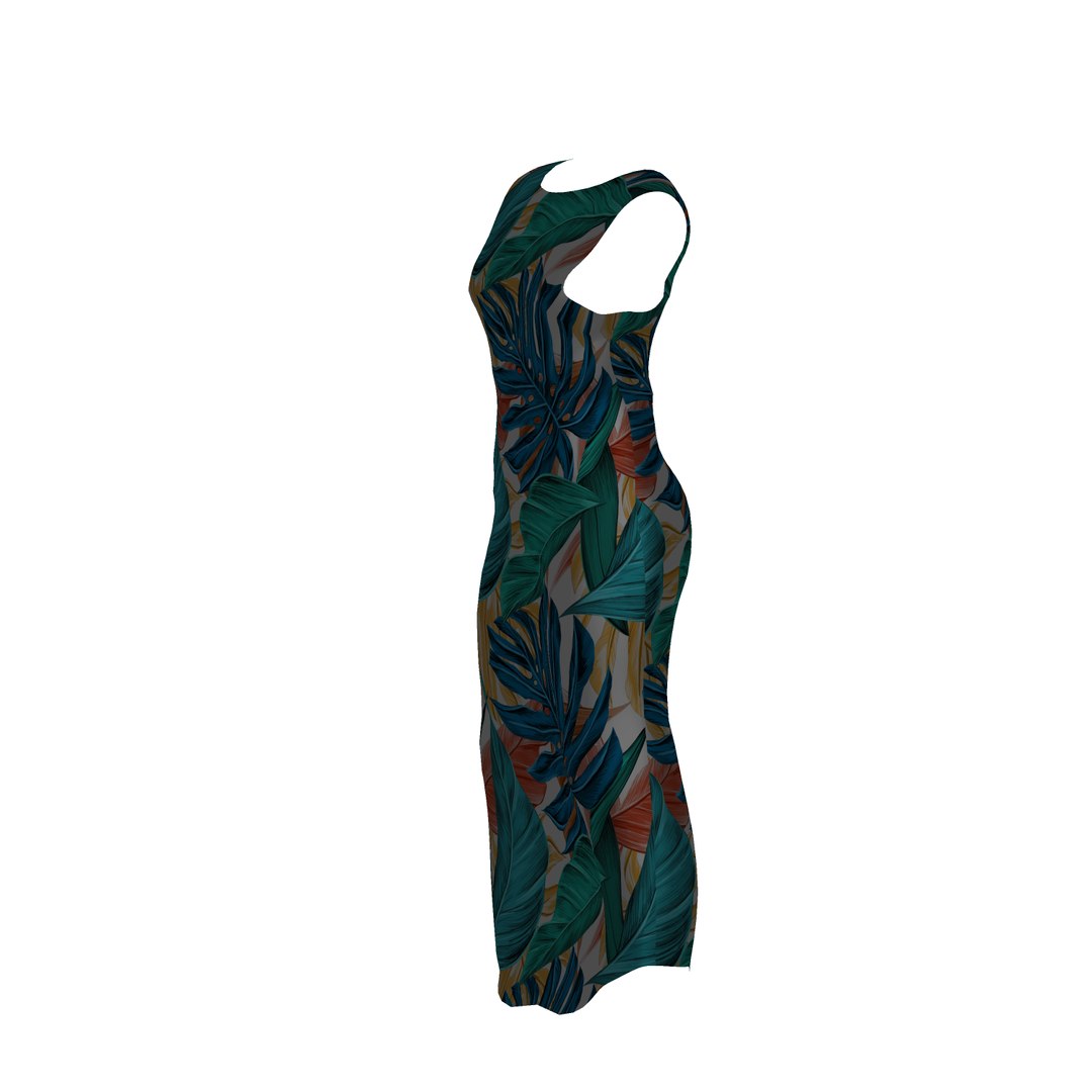 3D leaf patterned summer dress - TurboSquid 1615531