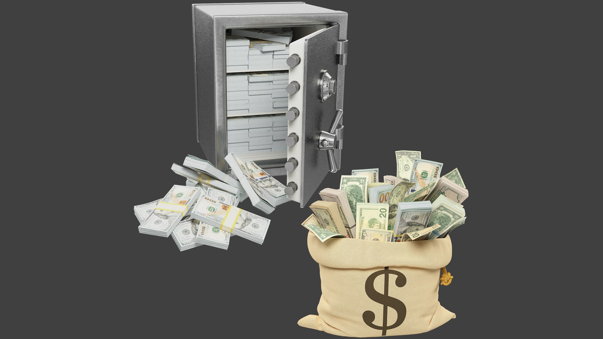 Safe and Money Bag Collection V1 3D model https://p.turbosquid.com/ts-thumb/rj/uymbxK/SQ/sambc1_003/png/1659545108/1920x1080/fit_q87/438c4a93f5e0610c94cb236e3778e69805af8cd3/sambc1_003.jpg