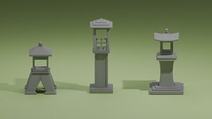 Japan Garden Stone Set 1 3D model