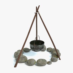 3d campfire tripod kettle