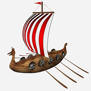 cartoon viking ship 3D model