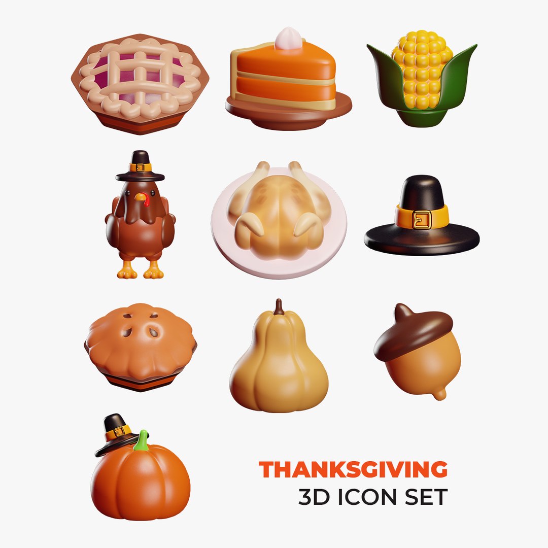 3D Thanksgiving 3d Icons Set Model - TurboSquid 1955849