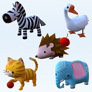 3D cartoon stylized animals 01